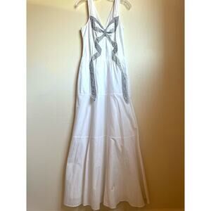 TRELISE COOPER White Cotton Maxi Bow Sleeveless Dress Fairy Resortwear